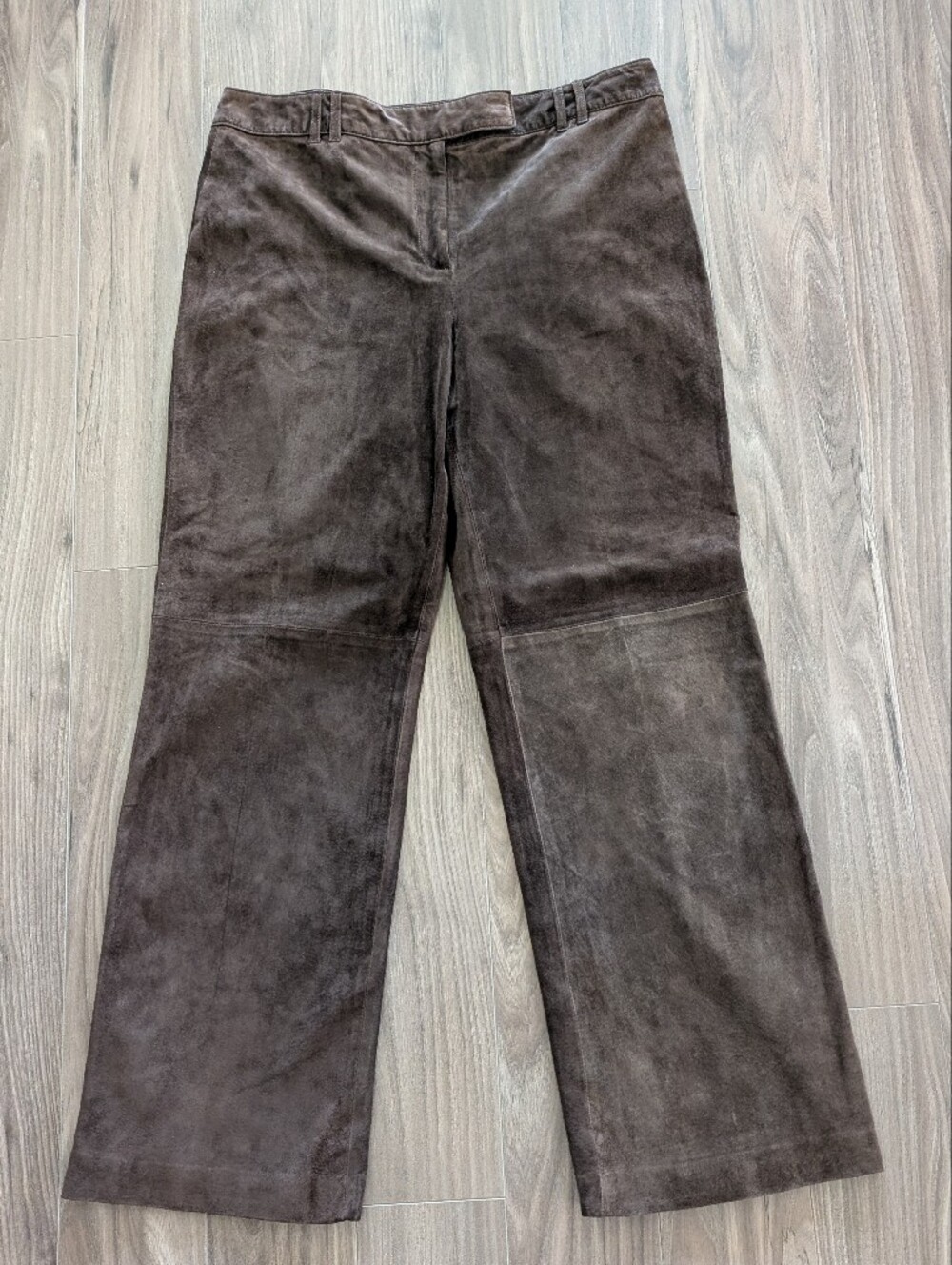 LOFT Suede Vintage Brown Patchwork Leather Boot Flare Pants (Size 12P)